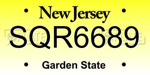 SQR6689 New Jersey License Plate