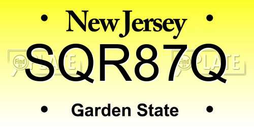 SQR87Q New Jersey License Plate