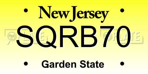SQRB70 New Jersey License Plate