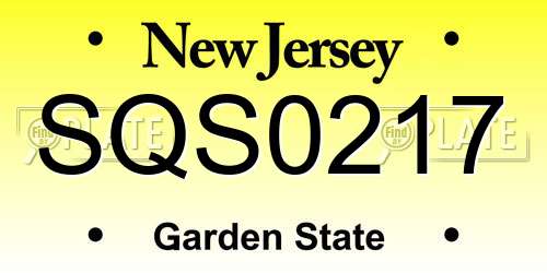 SQS0217 New Jersey License Plate