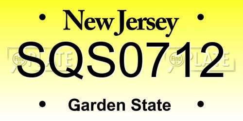 SQS0712 New Jersey License Plate
