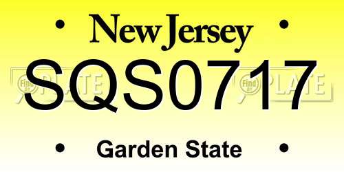 SQS0717 New Jersey License Plate
