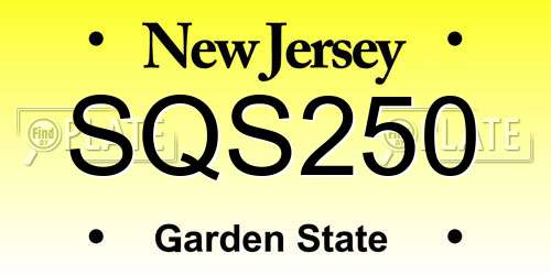 SQS250 New Jersey License Plate
