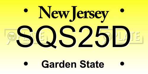 SQS25D New Jersey License Plate