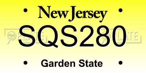 SQS280 New Jersey License Plate