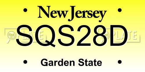 SQS28D New Jersey License Plate