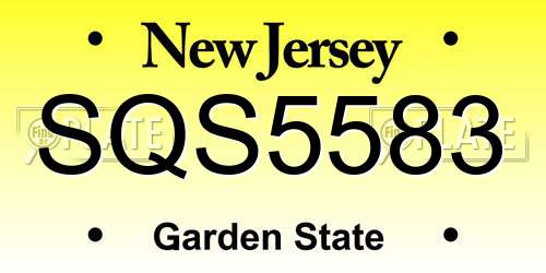 SQS5583 New Jersey License Plate