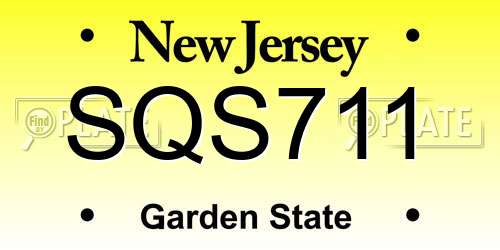 SQS711 New Jersey License Plate