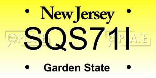 SQS71I New Jersey License Plate