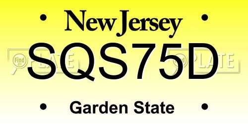 SQS75D New Jersey License Plate