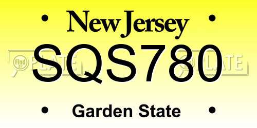 SQS780 New Jersey License Plate