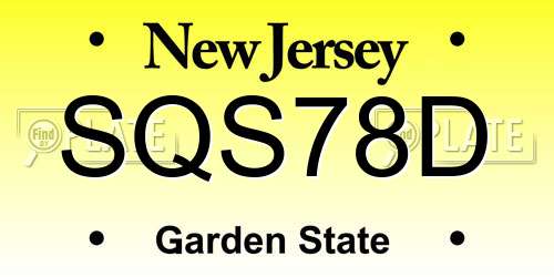SQS78D New Jersey License Plate