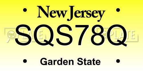 SQS78Q New Jersey License Plate
