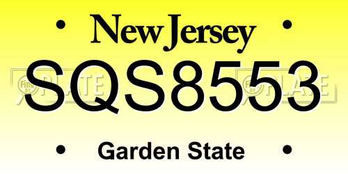 SQS8553 New Jersey License Plate
