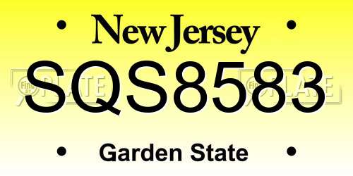 SQS8583 New Jersey License Plate