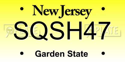 SQSH47 New Jersey License Plate