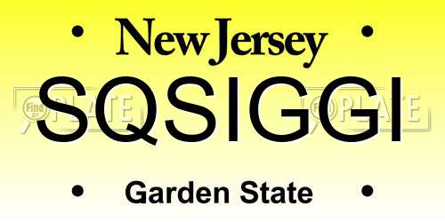 SQSIGGI New Jersey License Plate
