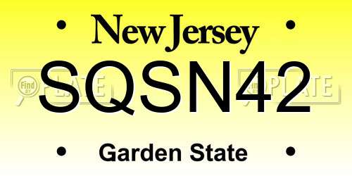 SQSN42 New Jersey License Plate