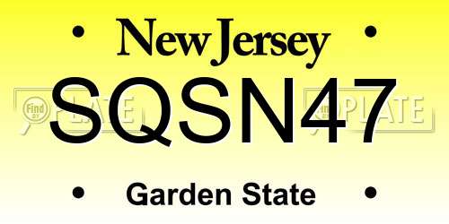 SQSN47 New Jersey License Plate