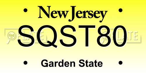 SQST80 New Jersey License Plate