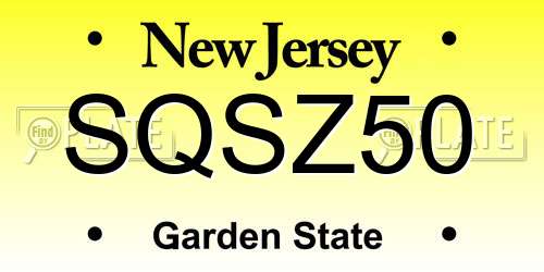 SQSZ50 New Jersey License Plate
