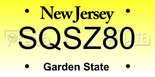 SQSZ80 New Jersey License Plate