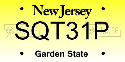 SQT31P New Jersey License Plate