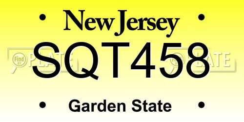 SQT458 New Jersey License Plate