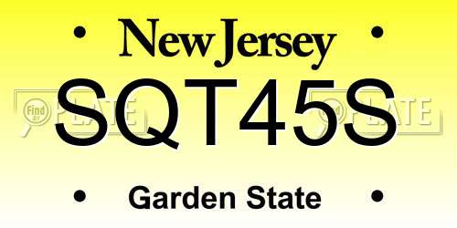 SQT45S New Jersey License Plate