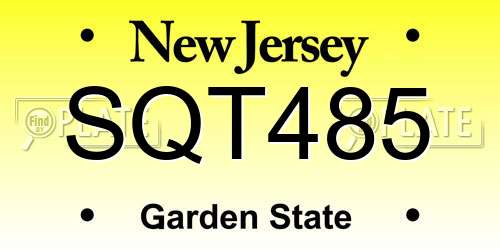 SQT485 New Jersey License Plate