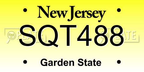 SQT488 New Jersey License Plate