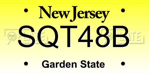 SQT48B New Jersey License Plate