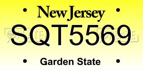 SQT5569 New Jersey License Plate