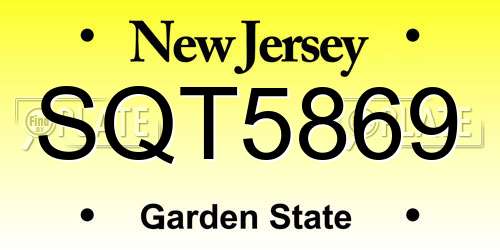 SQT5869 New Jersey License Plate