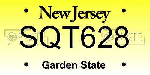 SQT628 New Jersey License Plate