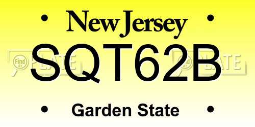 SQT62B New Jersey License Plate
