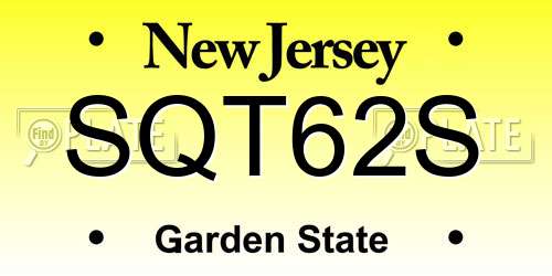 SQT62S New Jersey License Plate