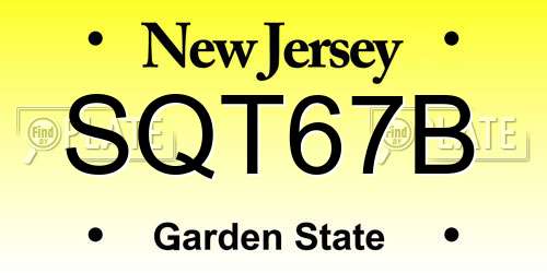SQT67B New Jersey License Plate