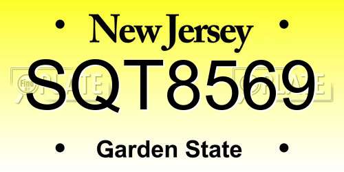 SQT8569 New Jersey License Plate