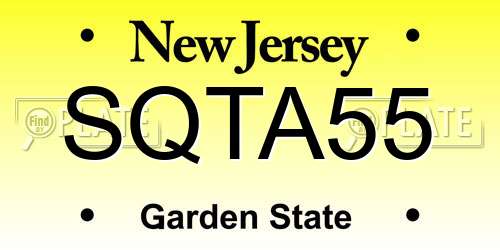 SQTA55 New Jersey License Plate