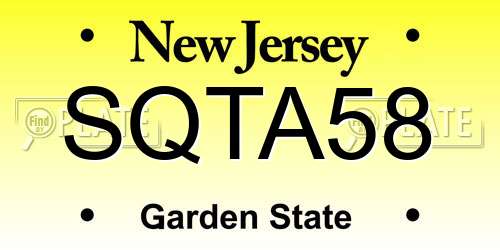 SQTA58 New Jersey License Plate