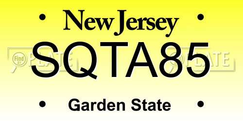 SQTA85 New Jersey License Plate