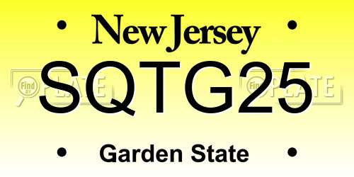 SQTG25 New Jersey License Plate