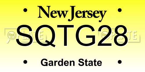 SQTG28 New Jersey License Plate