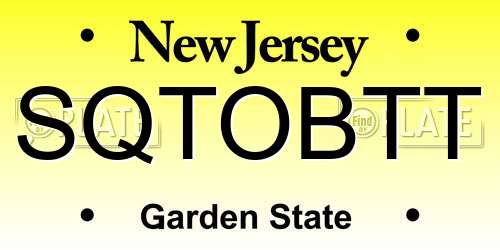 SQTOBTT New Jersey License Plate