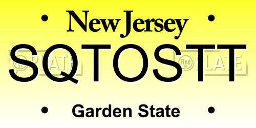SQTOSTT New Jersey License Plate