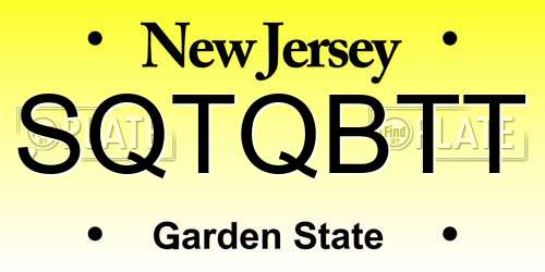SQTQBTT New Jersey License Plate
