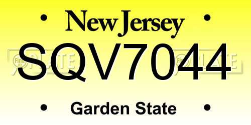SQV7044 New Jersey License Plate