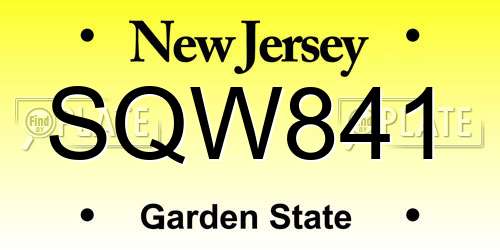 SQW841 New Jersey License Plate