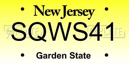 SQWS41 New Jersey License Plate